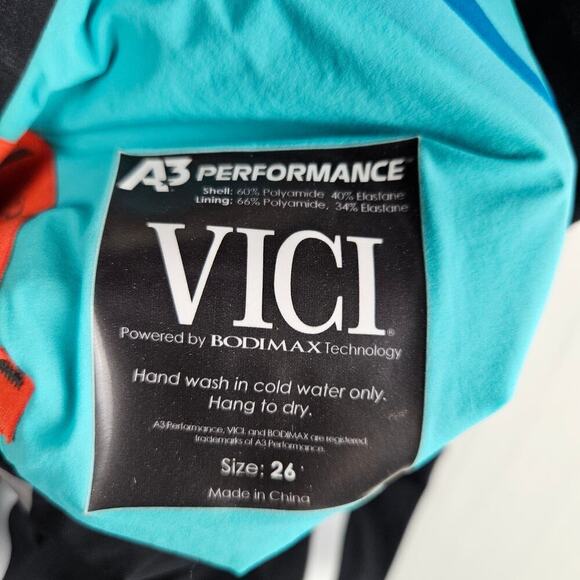 A3 Performance VICI Open Back Tech‎ Suit Swimsuit Women's 26 Black Grey - Flaw - Picture 9 of 9